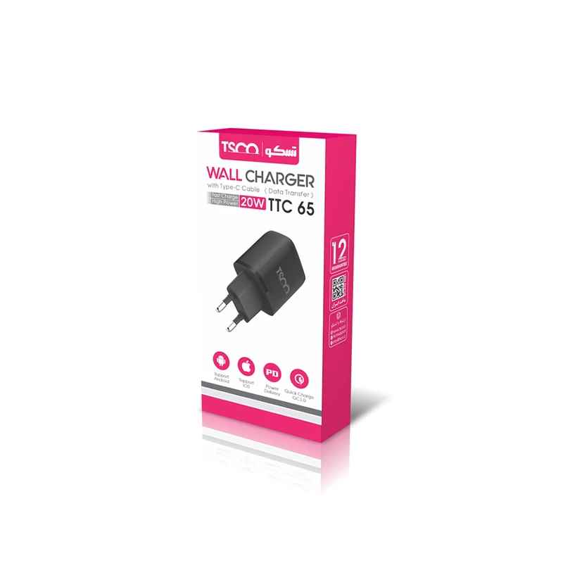 شارژر دیواری 2 پورت 20 وات تسکو مدل TTC 65 - 7